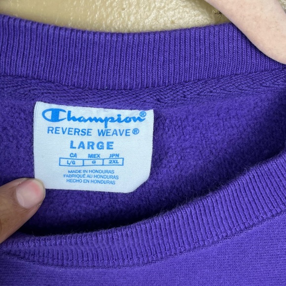 Vintage Champion Reverse Weave Crewneck Sweatshirt Purple Sz Large - Picture 7 of 12